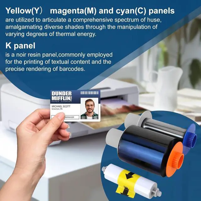 Alt view image 3 of 7 - 84051 YMCK Color Ribbon, Compatible with Fargo Hdp5000 / Hdpii Model Printer, Replacement for Fargo 84051 YMCK Color Ribbon, 84051ymck Full-Color Ribbon Yields 500 Prints, with Clean Spool