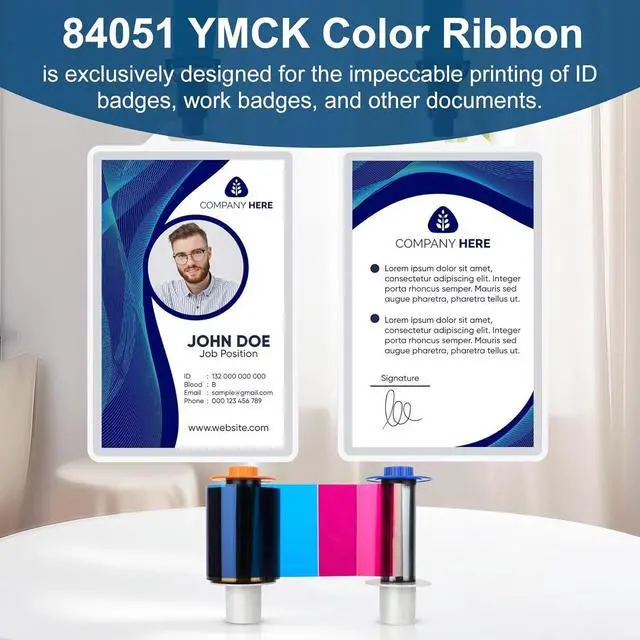 Alt view image 6 of 7 - 84051 YMCK Color Ribbon, Compatible with Fargo Hdp5000 / Hdpii Model Printer, Replacement for Fargo 84051 YMCK Color Ribbon, 84051ymck Full-Color Ribbon Yields 500 Prints, with Clean Spool