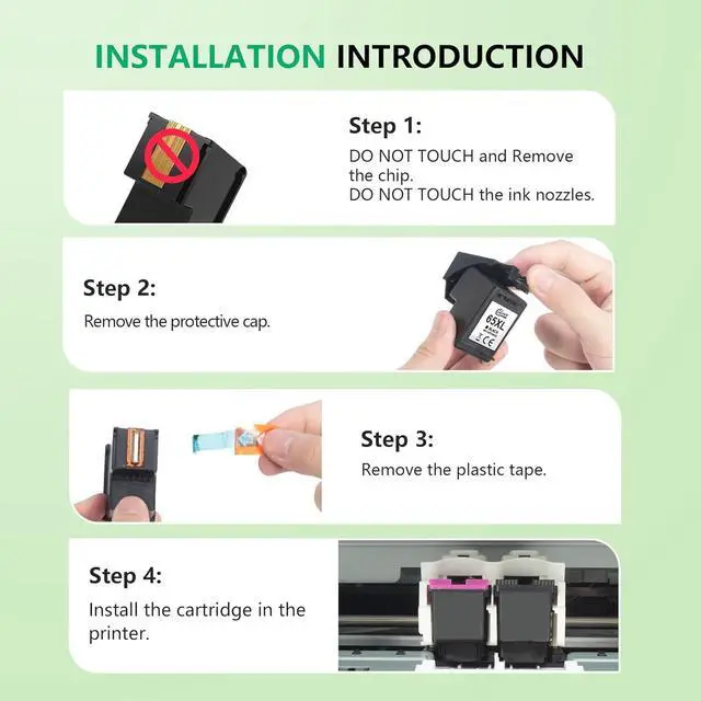 Alt view image 6 of 7 - 65XL Black Ink Cartridge High-Yield for HP 65 Black Ink Cartridge Replacement for HP Ink 65 Works with HP DeskJet 3755 3772 3722 3752 3700 2622 2652 2600 Envy 5055 5052 5014 5000 Printer | N9K04AN