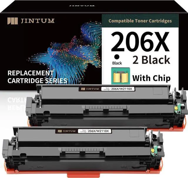 Main image of 206X (with CHIP) Black Compatible Toner Cartridges Replacement  206A 206X Black Toner Cartridges Set  Pro MFP M283fdw M283cdw M283fdn M282nw M255dw M255nw Printers ( 2-Pack )