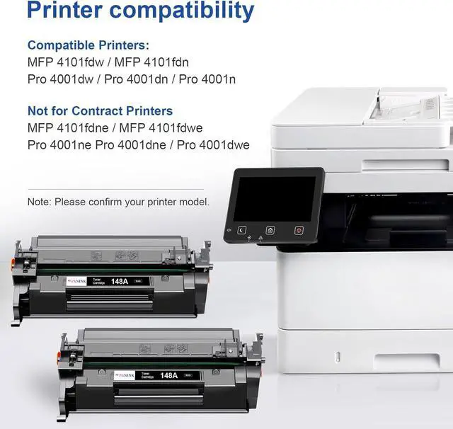 Alt view image 2 of 7 - Ennovor 148A Toner Cartridge Replacement for HP 148A 148X W1480A W1480X Toner Cartridge for HP Pro 4001dw 4001dn 4001n MFP 4101fdw 4101fdn Printer (with Chip,2 Black)