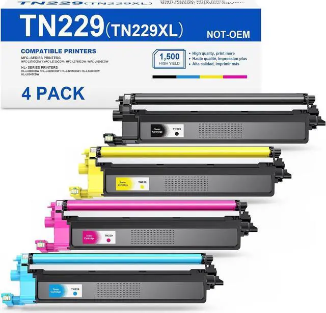 Main image of TN229 Compatible Toner Cartridges Replacement for 229 TN-229 TN229XL TN-229XL 229XL to Use with MFC-L3780CDW HL-L3280CDW HL-L3220CDW MFC-L3720CDW HL-L3295CDW HL-L3300CDW MFC-L8395CDW Printer (4 Packs)