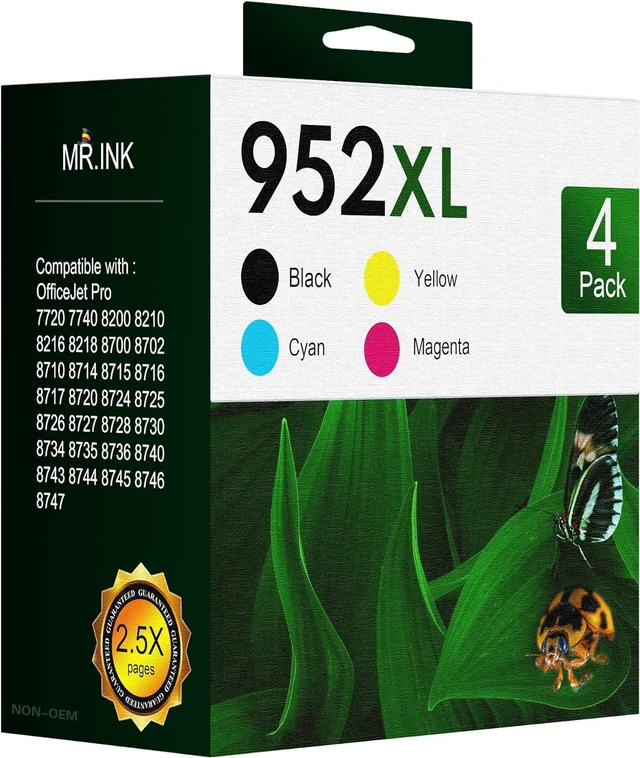 952XL Ink Cartridge Lot For HP OfficeJet Pro Printers - High Yield Black & Color Set