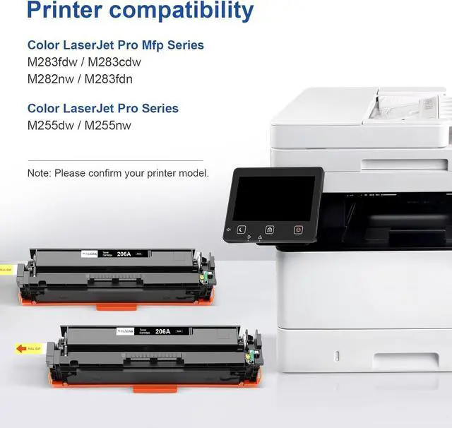 Alt view image 2 of 7 - Ennovor Compatible 206A Toner Cartridges (with Chip) Replacement for HP 206A 206X Black W2110A W2110X for HP Color Pro MFP M283fdw M255dw M283cdw M283 M255 Toner Printer (2 Black)