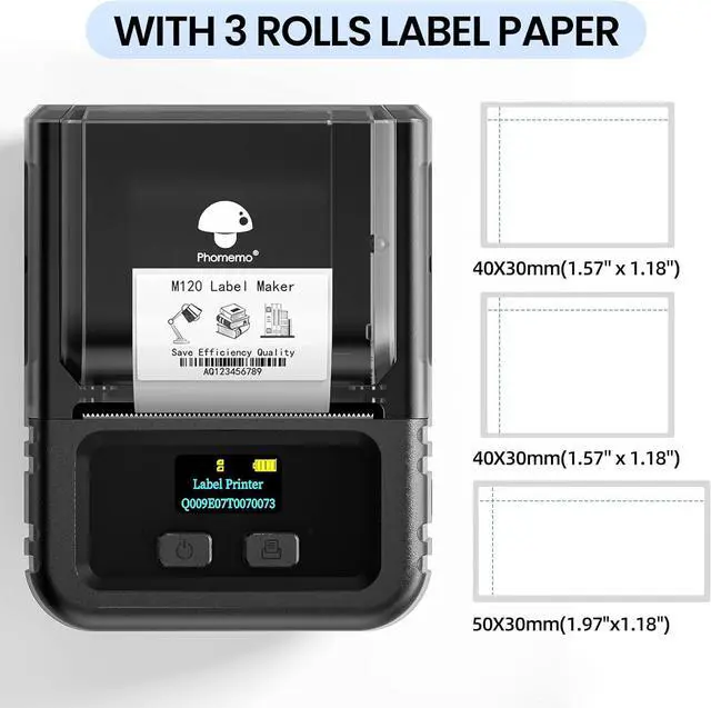 Alt view image 2 of 7 - Phomemo M120 Label Maker, 2 Inch Bluetooth Thermal Label Printer with Label
