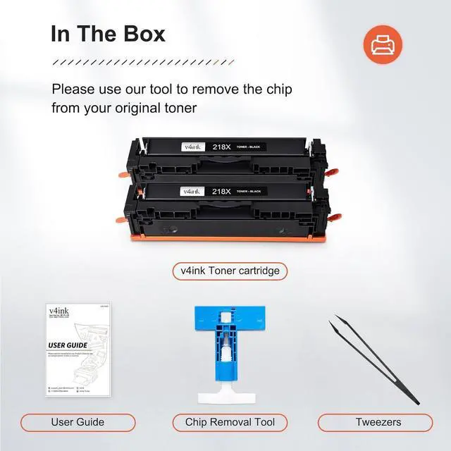 Alt view image 4 of 7 - v4ink 218X Black High-Yield Toner Cartridges (NO CHIP) Compatible Replacement for HP 218X 218A W2180X W2180A Works with Color Pro 3201 MFP 3301 Series 3201dw MFP 3301cdw 3301fdw 3301sdw Printer 2-Pack