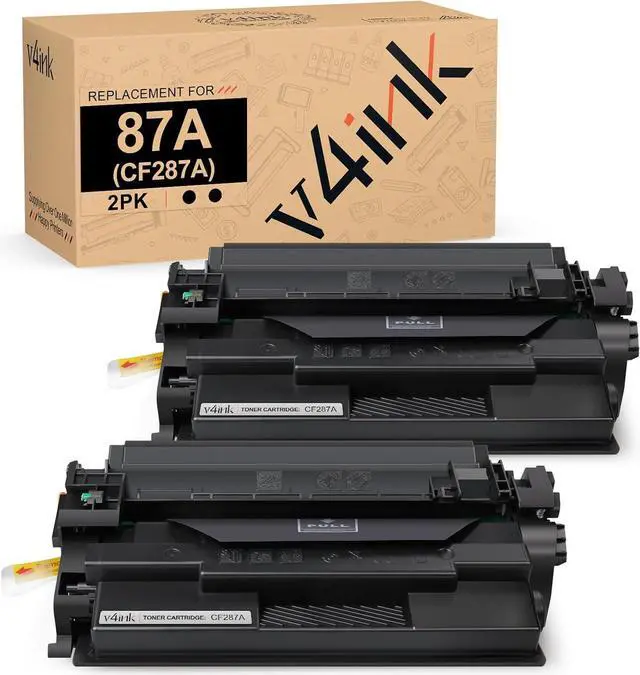 Main image of v4ink 87A Toner Compatible Replacement for HP 87A CF287A Black Toner Cartridge use with Laser jet Enterprise M506 M506n M506dn M506x Pro M501n M501dn, MFP M527c M527dn M527f M527z Printer ink, 2 Black
