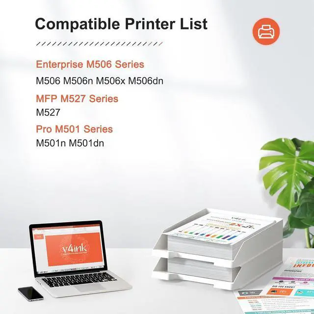 Alt view image 2 of 6 - v4ink 87A Toner Compatible Replacement for HP 87A CF287A Black Toner Cartridge use with Laser jet Enterprise M506 M506n M506dn M506x Pro M501n M501dn, MFP M527c M527dn M527f M527z Printer ink, 2 Black