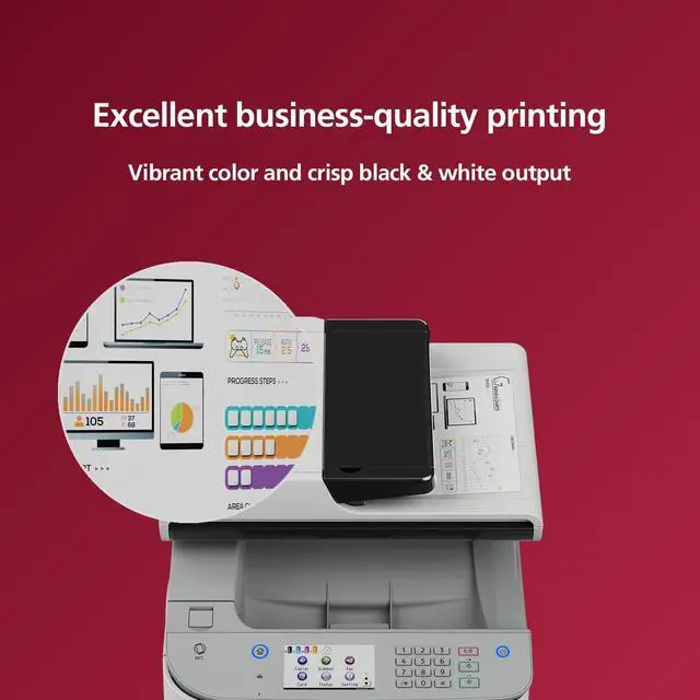 Alt view image 2 of 7 - RICOH C125 MF Color Laser All-in-One Printer | 26ppm | Multifunction Copy Scan Fax | Secure Wireless | Touchscreen | WiFi, AirPrint, Mopria, Ethernet, USB | Duplex Printing