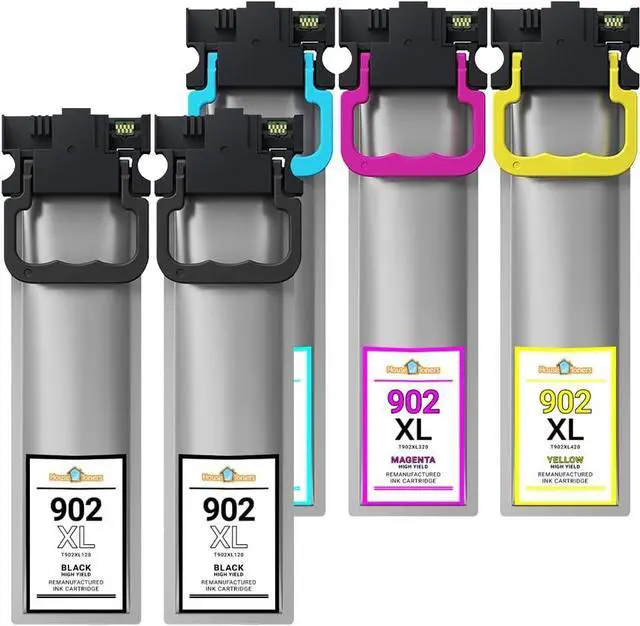 Alt view image 2 of 4 - Remanufactured 5-Pack for Epson T902XL Black Cyan Magenta Yellow Ink Cartridge Replacement for Epson T902XL WF-C5210 WF-C5290 WF-C5710 WF-C5790 (2-Black, 1-Cyan, 1-Magenta, 1-Yellow)