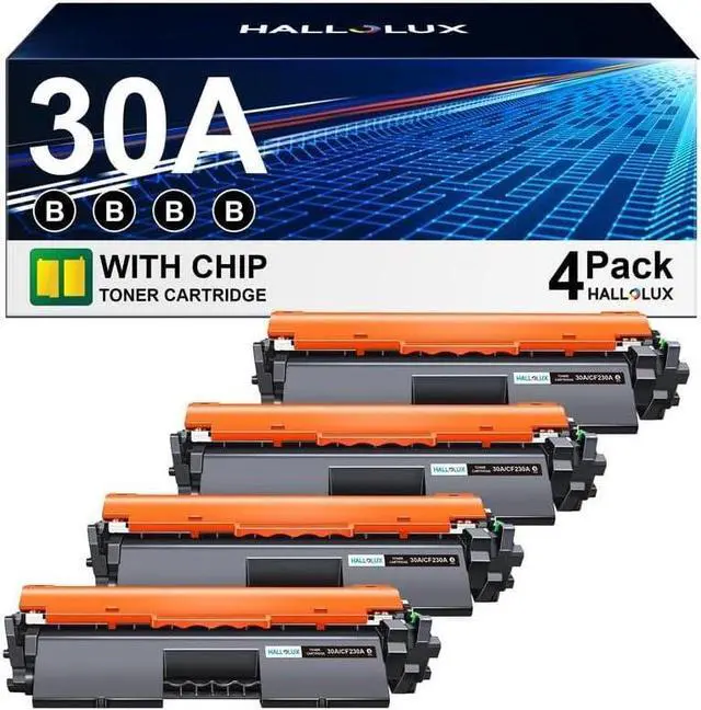 Main image of Ennovor HALLOLUX 30A 30X Toner Cartridge 4-Pack Replacement for HP 30A 30X CF230A CF230X Toner to use with HP Pro MFP M227fdw M203dw M203d M227fdn M203dn M227sdn Printer (4-Black)
