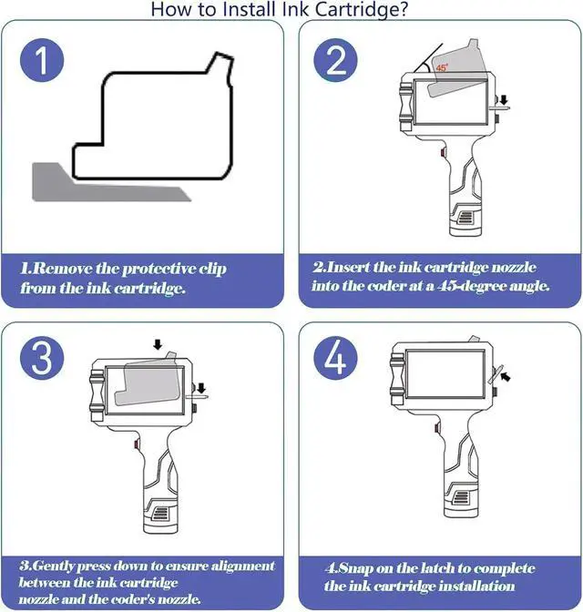 Alt view image 6 of 7 - Ennovor 3pcs 1" Original 72ml Quick-Drying Handheld Inkjet Printer Ink Cartridge for 1 inch/25.4mm Printing Height Intelligent Inkjet Printer E15-1/E16-1 and More,Black