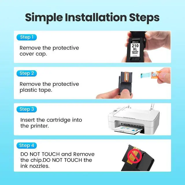 Alt view image 6 of 6 - 210XL and 211XL Ink Cartridges Replacement for Canon 210 XL and 211 XL Ink Cartridges 211XL Color 210XL Black Ink Cartridge Work for IP2702 MP230 MP250 MP280 MP480 MX320 MX330 MX340 (1 Black,1 Color)
