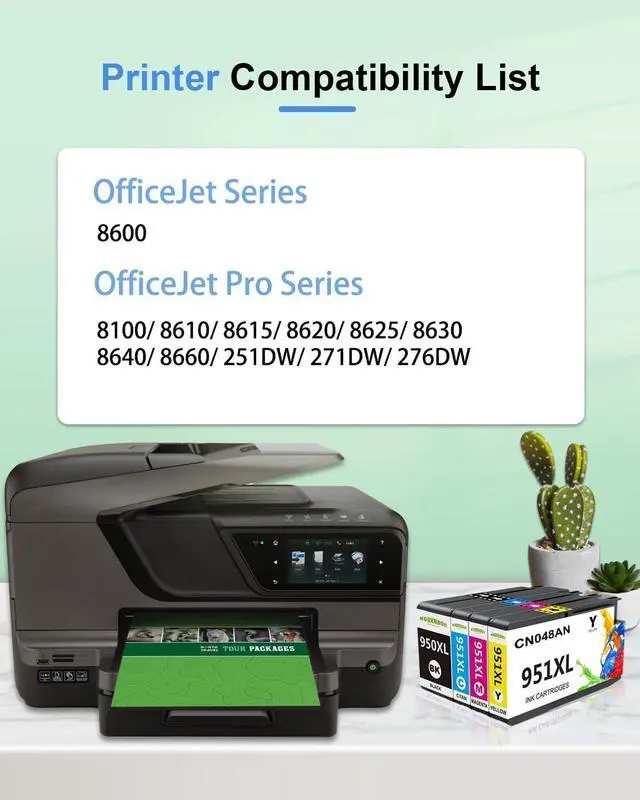 Alt view image 2 of 6 - 950xl 951xl Ink cartridges Combo Pack (4-Pack, BK/C/M/Y) Compatible for hp 950 951 Ink cartridges Combo Pack Replacement for hp OfficeJet Pro 8100 8600 8610 8615 8620 8625 8630 251DW 276DW Printers