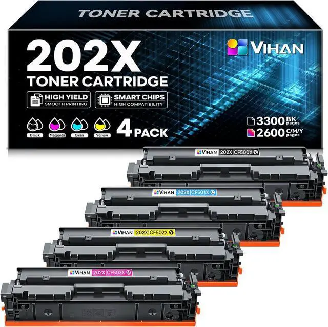 Main image of Ennovor 202X Toner Cartridges High Yield 4 Pack Replacement for HP 202X CF500X Toner Cartridges Compatible with MFP M281fdw M281cdw M281fdn M254dw M254dn Printer Ink (Black Cyan Yellow Magenta)