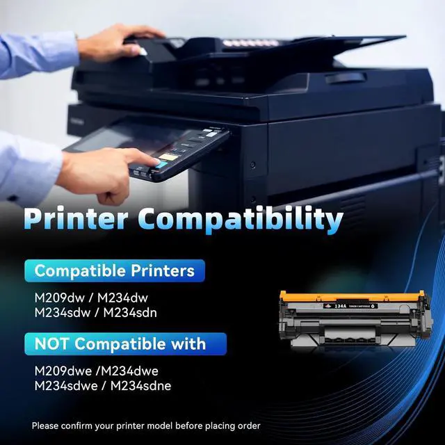Alt view image 2 of 7 - Ennovor 134A Toner Cartridge (with Chip) Replacement for HP 134A 134X W1340A W1340X Black Ink Cartridges for HP M209dw M234dw M234sdw M234sdn Printer (2-Pack)