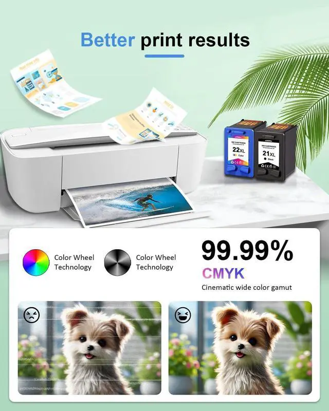 Alt view image 5 of 6 - Ennovor 21XL 22XL Ink Cartridges Combo Pack Compatible HP 21 22 Ink Cartridges Replacement for OfficeJet 4315 J3680 DeskJet F2210 F4180 F380 F300 F4140 D1455 3940 PSC 1410 (2-Pack, Black/Tri-Color)