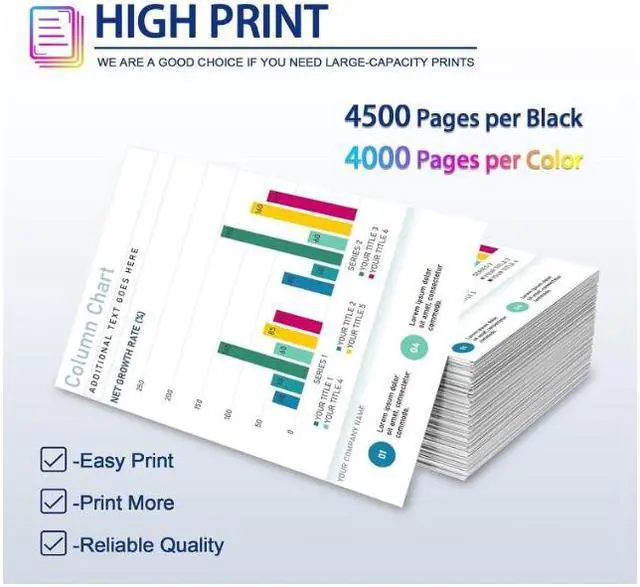 Alt view image 4 of 5 - (5-Pack, 2BK+1C+1M+1Y) TN336BK TN336C TN336M TN336Y High Yield Toner Cartridge Compatible Replacement for Brother TN336 DCP-9050CDN 9055CDN HL-L8250CDN MFC-L8600CDW L9550CDW Printer Toner Cartridge