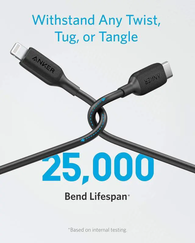 Alt view image 3 of 7 - Anker USB C to Lightning Cable (6 ft), Powerline III MFi Certified Fast Charging Lightning Cable for iPhone 11 Pro 11 Pro Max X XS XR Max 8 Airpods Pro, Supports Power Delivery (Black)