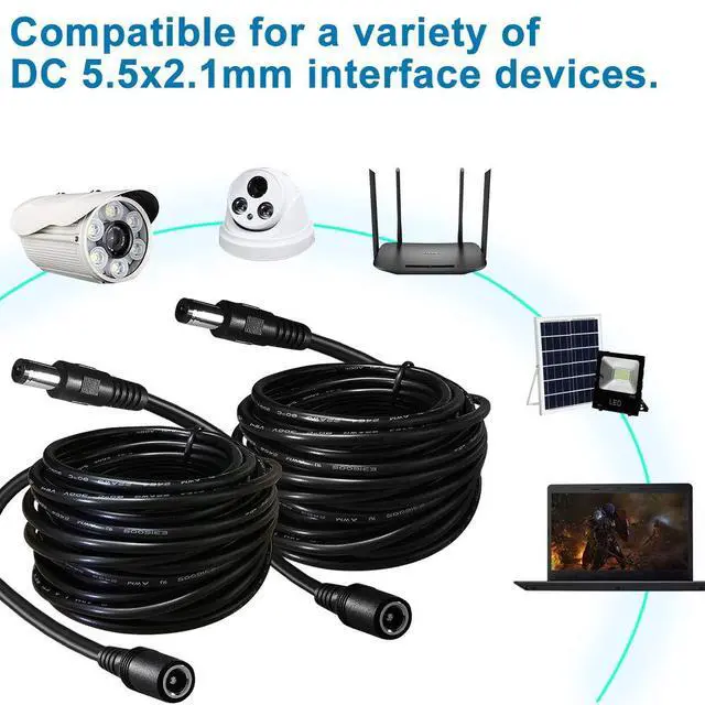 Alt view image 5 of 5 - 2-Pack 6ft DC Extension Cord 5.5mm x 2.1mm Male to Female Power Cable for CCTV Security Surveillance Indoor IP Camera Dvr Standalone LED Strip,Car,12v DC Power Supply Plug Adapter