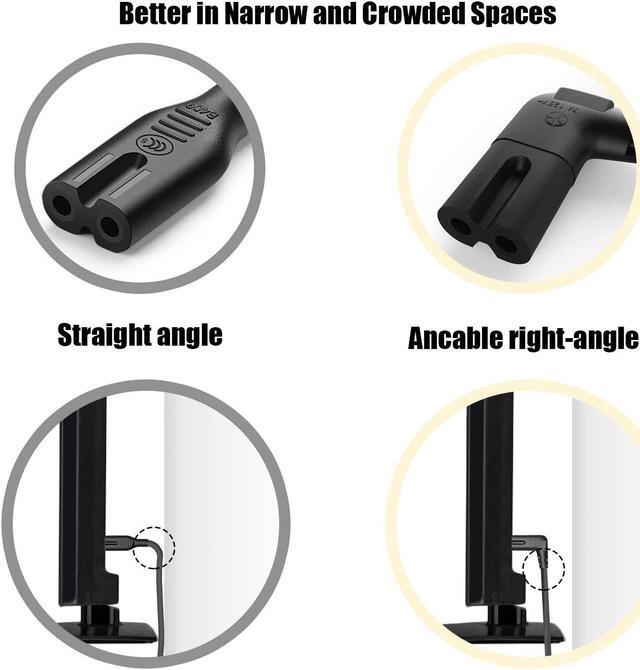 Alt view image 5 of 7 - TV Power Cord Ancable 6-Feet 18AWG 90 Degree Angled 2-Prong to L-Shaped C7 Power Cord for Samsung Philips Toshiba LG Sony Sharp Panasonic Vizio LED Flat TV Sky Box Sky Plus+ HD Box