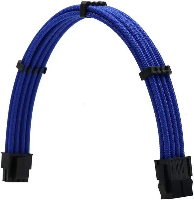 Alt view image 3 of 6 - Sleeved Cables PSU Extension Kit 18AWG 30cm ATX 24pin,CPU4+4p,PCI-E 6+2p for ATX Power Supply Cable with Black Cable Comb (Blue)