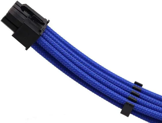 Alt view image 6 of 6 - Sleeved Cables PSU Extension Kit 18AWG 30cm ATX 24pin,CPU4+4p,PCI-E 6+2p for ATX Power Supply Cable with Black Cable Comb (Blue)