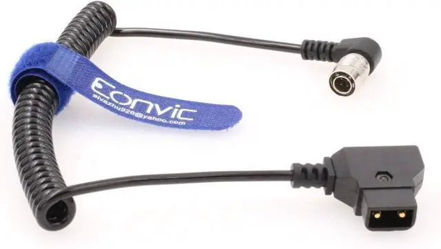 Main image of Hirose 4Pin Male to D-Tap for Zoom F8 Sound Devices 633/644/688 (Right Angle 4pin Coiled Cable)