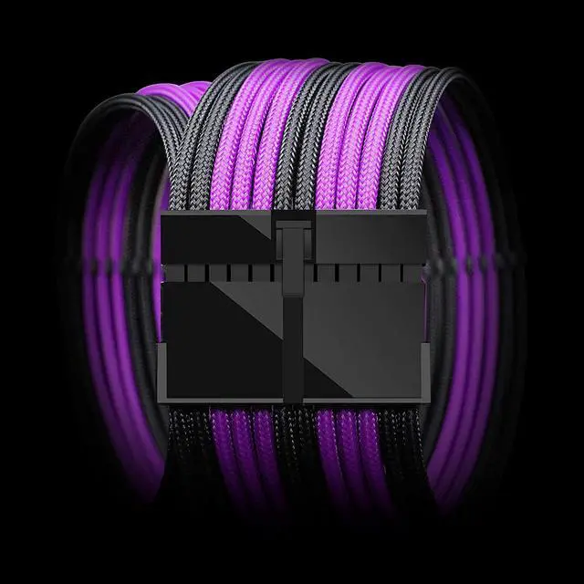 Alt view image 2 of 7 - Sleeved Cable - Cable Extension for Power Supply with Extra-Sleeved 24-PIN 8-PIN 6-PIN 4+4-PIN with Combs- Black and Purple