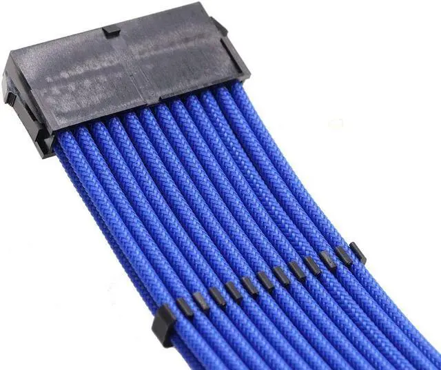 Alt view image 4 of 6 - Sleeved Cables PSU Extension Kit 18AWG 30cm ATX 24pin,CPU4+4p,PCI-E 6+2p for ATX Power Supply Cable with Black Cable Comb (Blue)