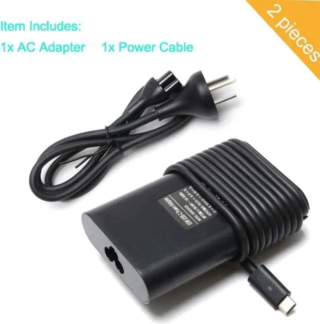 Alt view image 2 of 6 - 65W 45W USB Type C AC Power Adapter Laptop Charger for Dell XPS 13 9380 9370 9365 9360 9350, Dell LA65NM170, 2YKOF, 02YKOF, Dell XPS 12 9250, Dell Latitude 12 7275, Dell Latitude 13 7370 5175 5285