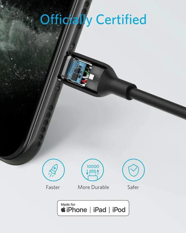 Alt view image 4 of 7 - Anker USB C to Lightning Cable (6 ft), Powerline III MFi Certified Fast Charging Lightning Cable for iPhone 11 Pro 11 Pro Max X XS XR Max 8 Airpods Pro, Supports Power Delivery (Black)
