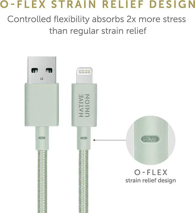 Alt view image 5 of 7 - Night Cable - 10ft Ultra-Strong Reinforced [MFi Certified] Durable Lightning to USB Charging Cable with Weighted Knot Compatible with iPhone/iPad (Sage)