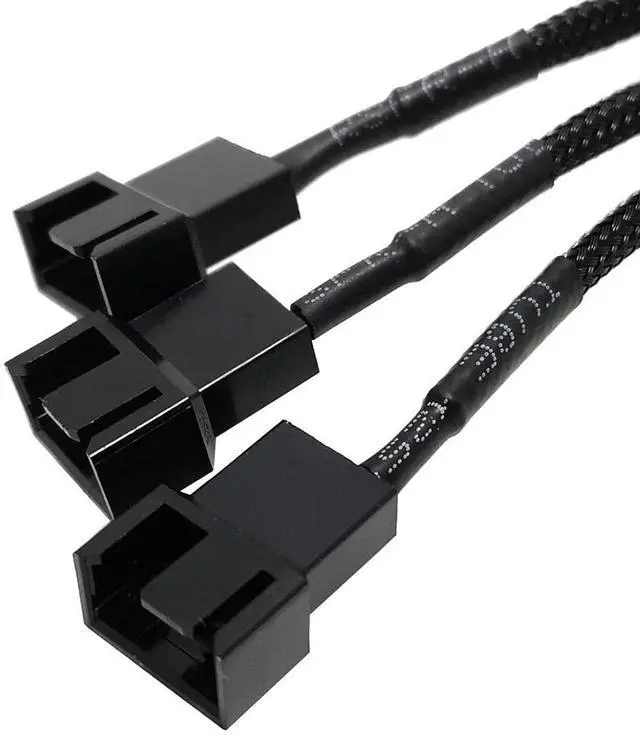 Alt view image 4 of 5 - Endlesss 4-Pin Molex to 3 X 3-Pin/4-Pin PC Case Fan Sleeved Adapter Cable 1 to 3 PMW Fan Splitter Extension Power Cable 10.5 Inches (2 Pack)