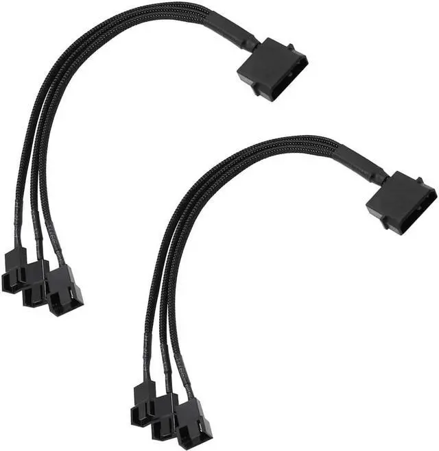 Main image of Endlesss 4-Pin Molex to 3 X 3-Pin/4-Pin PC Case Fan Sleeved Adapter Cable 1 to 3 PMW Fan Splitter Extension Power Cable 10.5 Inches (2 Pack)