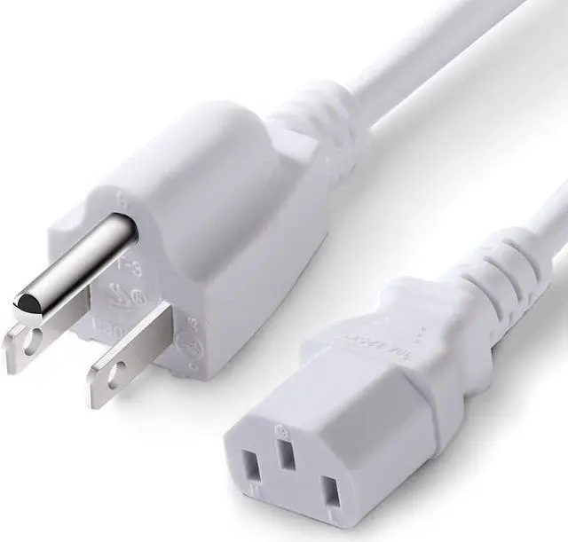 Main image of White AC Power Cord Cable Replacement for Computer Plasma TV Printer Monitor