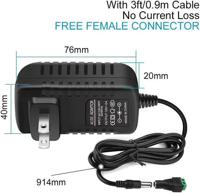 Alt view image 3 of 7 - inShareplus 12V LED Strip Power Supply 2A 24W Wall Mounted 12V Switching Power Supply Drive 110V to 12 Power Supply for LED Strip Light with 5.5/2.1mm DC Female Barrel Connector to Screw Adapter