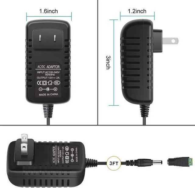 Alt view image 2 of 7 - inShareplus 12V LED Strip Power Supply 2A 24W Wall Mounted 12V Switching Power Supply Drive 110V to 12 Power Supply for LED Strip Light with 5.5/2.1mm DC Female Barrel Connector to Screw Adapter