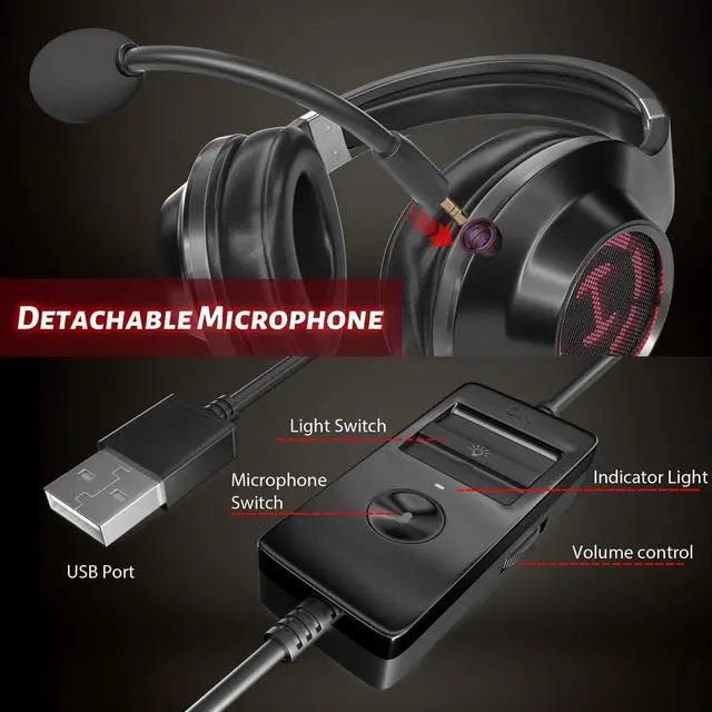 Alt view image 7 of 7 - Edifier G2II Gaming Headset for PC PS4 USB Wired Gaming Headphones with 7.1 Surround Sound with Noise Canceling Microphone and RGB Light 50mm Driver Compatible with Mac Desktop PC Black