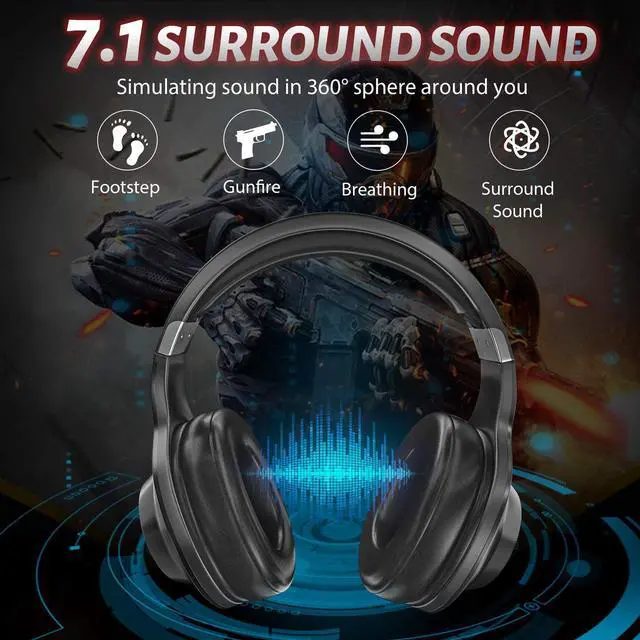 Alt view image 2 of 7 - Edifier G2II Gaming Headset for PC PS4 USB Wired Gaming Headphones with 7.1 Surround Sound with Noise Canceling Microphone and RGB Light 50mm Driver Compatible with Mac Desktop PC Black