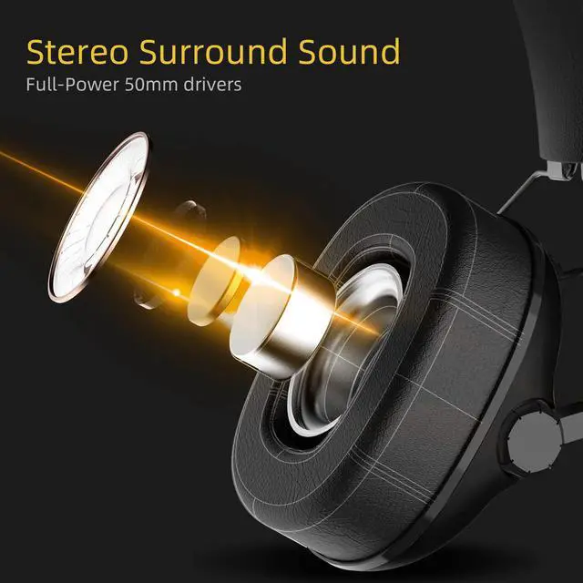 Alt view image 3 of 6 - SENZER SG500 Surround Sound Pro Gaming Headset with Noise Cancelling Microphone - Detachable Memory Foam Ear Pads - Portable Foldable Headphones for PC, PS4, Xbox One, Switch
