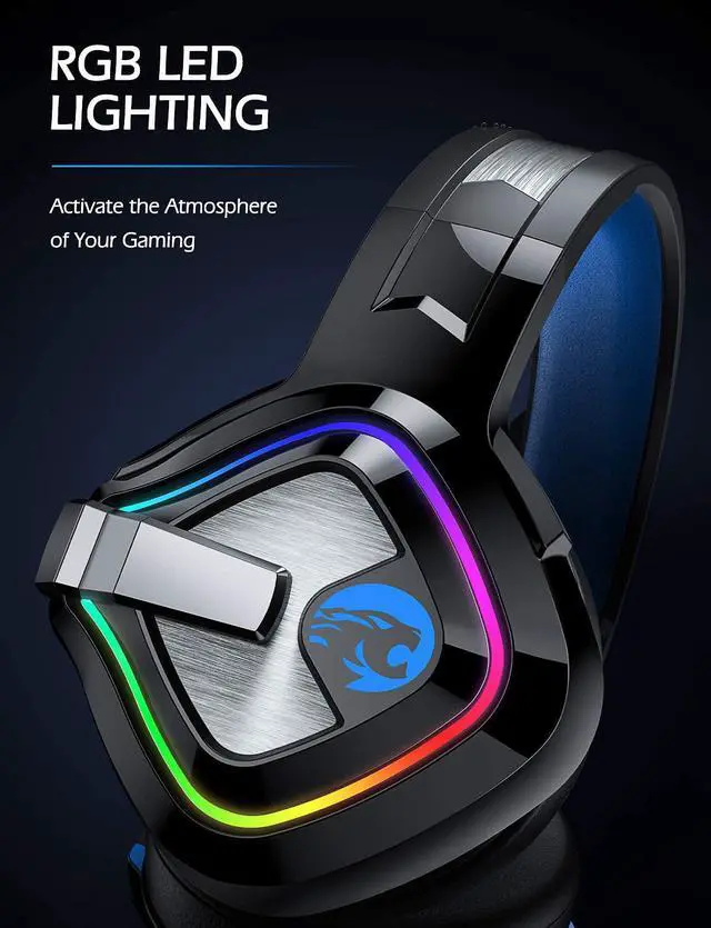 Alt view image 5 of 7 - Gaming Headset PS4 Headset, Xbox One Headset with Noise Canceling Mic and Rgb Light, PC Headset with Stereo Surround Sound, Over-Ear Headphones for PC, PS4, Xbox One, Laptop