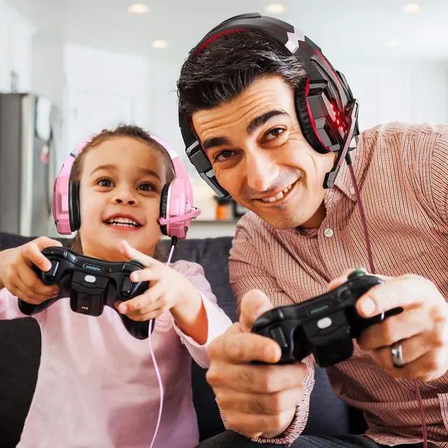 Alt view image 2 of 7 - BENGOO Stereo Pro Gaming Headset for PS4, PC, Xbox One Controller, Noise Cancelling Over Ear Headphones with Mic, LED Light, Bass Surround, Soft Memory Earmuffs for Laptop Mac Wii Accessory Kits