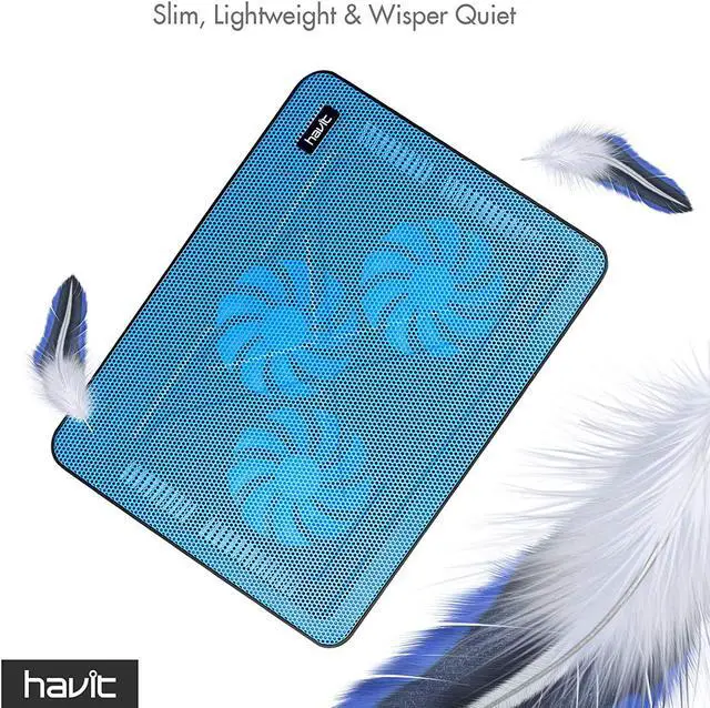 Alt view image 4 of 7 - Havit HV-F2056 15.6-17 Inch Laptop Cooler Cooling Pad - Slim Portable USB Powered (3 Fans) (Blue)