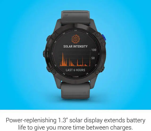 Alt view image 9 of 19 - Garmin FENIX6SOLBKS GARMIN FENIX 6 PRO SOLAR WATCH