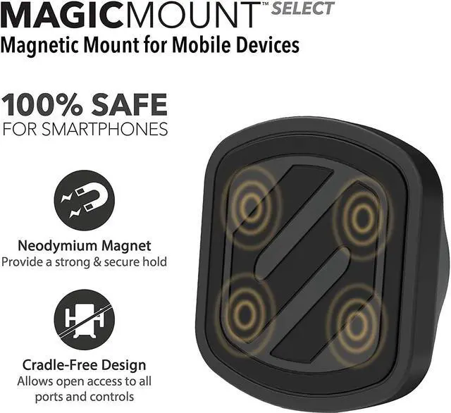 Alt view image 2 of 5 - Scosche MMWSM-XCES0 MagicMount Select Magnetic Phone, GPS or Tablet Suction Cup Mount, 360 Degree Adjustable Head, StickGrip Suction Cup Car Mount, Black