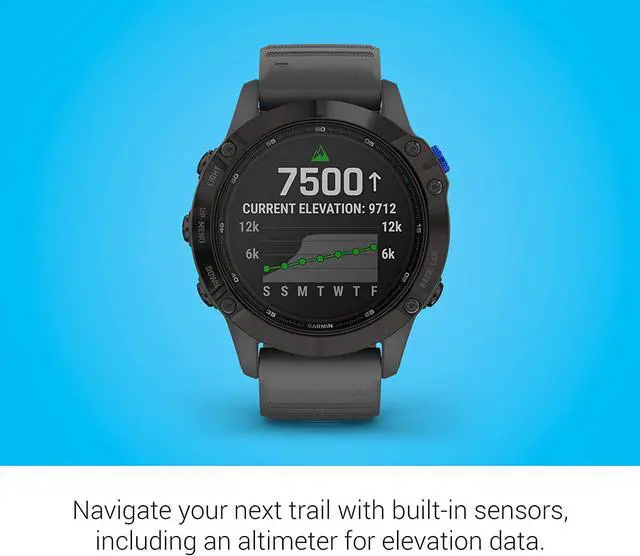 Alt view image 10 of 19 - Garmin FENIX6SOLBKS GARMIN FENIX 6 PRO SOLAR WATCH