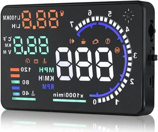 Main image of 5.5 inches A8 OBD2 Windshield HUD Head Up Display with Display RPM MPH Speeding Warning Fuel Consumption Temperature