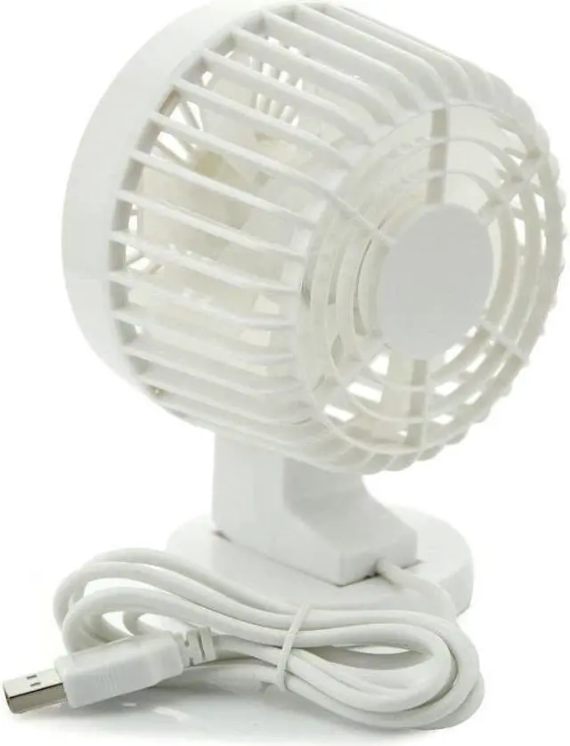 Alt view image 4 of 7 - A.B Crew Stylish Double Blades USB Powered 2-Mode Speed Ultra-Quiet Mini Desk Fan with PU Leather Strap (White)