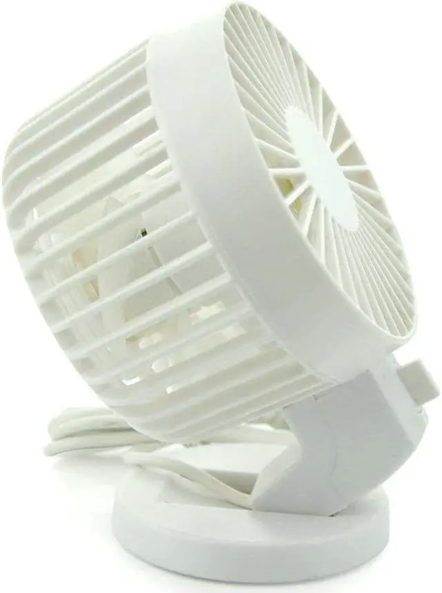Alt view image 3 of 7 - A.B Crew Stylish Double Blades USB Powered 2-Mode Speed Ultra-Quiet Mini Desk Fan with PU Leather Strap (White)